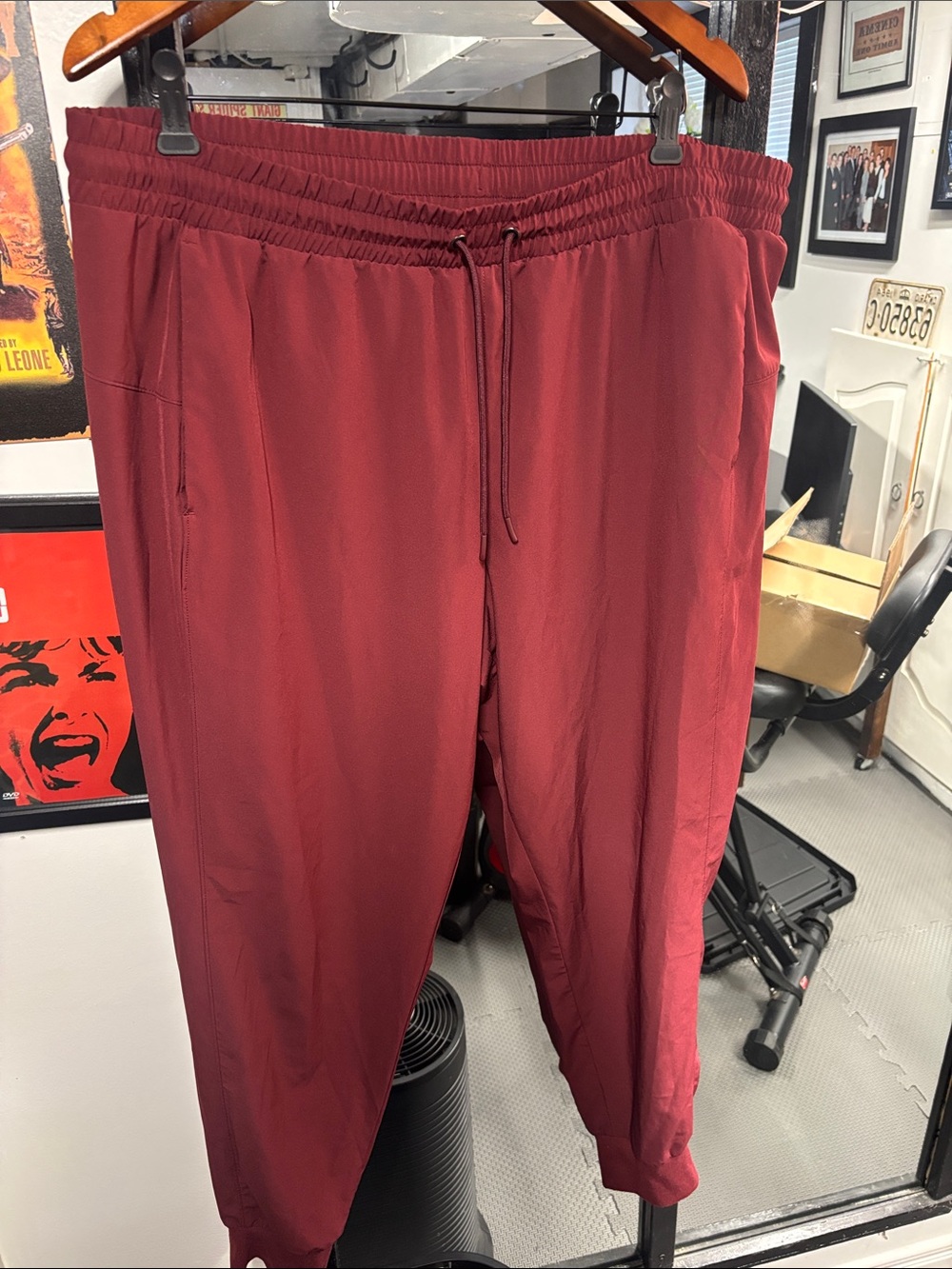 Women's Drawstring Track Joggers in Burgundy